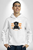 Yalnız Kadın Erkek  Beyaz Kapüşonlu Sweatshirt Hoodie