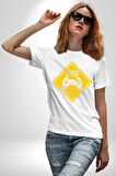 Game Oyun Alanı Kadın Erkek Unisex Beyaz Organik Baskılı T-Shirt Penye Yüksek Kalite