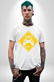 Game Oyun Alanı Kadın Erkek Unisex Beyaz Organik Baskılı T-Shirt Penye Yüksek Kalite
