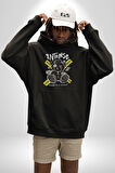 Geçilmez Bölge Kadın Erkek  Siyah Kapüşonlu Sweatshirt Hoodie