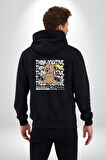 Positive Düşünce  Kadın Erkek Siyah Kapüşonlu Fermuarlı Baskılı Hırka Sweatshirt