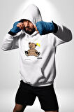 Positive Düşünce  Kadın Erkek  Beyaz Kapüşonlu Sweatshirt Hoodie