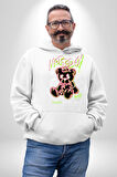 Bugün Değil Kadın Erkek  Beyaz Kapüşonlu Sweatshirt Hoodie
