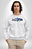 Canavarlar Kadın Erkek Beyaz Sweatshirt 