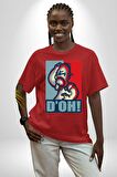 The Simpsons  Pamuklu Bisiklet Yaka Kadın Erkek Oversize Boyfriend Dijital Baskılı Kırmızı T-shirt