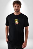 The Simpsons  Siyah Oversize Kadın Erkek Ön Orta Minimal Baskılı Tişört