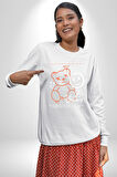 Yükseliş  İçin Kendin Ol Kadın Erkek Beyaz Sweatshirt 