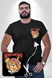 Beyin Yıkama Siyah Büyük Beden Kadın Basic Minimal Baskılı Tişört