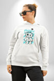 Histerik Kadın Erkek  Beyaz Kapüşonlu Sweatshirt Hoodie