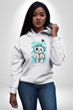 Histerik Kadın Erkek  Beyaz Kapüşonlu Sweatshirt Hoodie