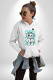 Histerik Kadın Erkek  Beyaz Kapüşonlu Sweatshirt Hoodie