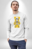 Mutlu Ol Kadın Erkek Beyaz Sweatshirt 