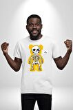 Mutlu Ol Kadın Erkek Unisex Beyaz Organik Baskılı T-Shirt Penye Yüksek Kalite