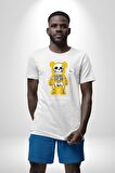 Mutlu Ol Kadın Erkek Unisex Beyaz Organik Baskılı T-Shirt Penye Yüksek Kalite