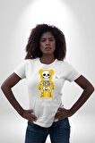 Mutlu Ol Kadın Erkek Unisex Beyaz Organik Baskılı T-Shirt Penye Yüksek Kalite