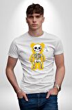 Mutlu Ol Kadın Erkek Unisex Beyaz Organik Baskılı T-Shirt Penye Yüksek Kalite