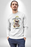 Gerçeklikten Uzak Tutun Kadın Erkek Beyaz Sweatshirt 