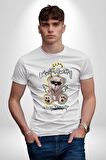 Gerçeklikten Uzak Tutun Kadın Erkek Unisex Beyaz Organik Baskılı T-Shirt Penye Yüksek Kalite