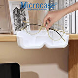 Microcase Sert ABS Plastik Duvar ve Düz Alana Yapışkanlı Gözlük Kabı Gözlük Tutucu 2 Adet - BEYAZ AL4986