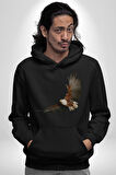 Kartal Özgürlük Kadın Erkek  Siyah Kapüşonlu Sweatshirt Hoodie