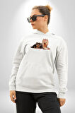 Yorkshire Teacup ve Anne Köpek Kadın Erkek  Beyaz Kapüşonlu Sweatshirt Hoodie