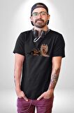 Yorkshire Teacup ve Anne Köpek Kadın Erkek Unisex Siyah Organik Baskılı T-Shirt Penye Yüksek Kalite