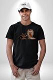 Yorkshire Teacup ve Anne Köpek Kadın Erkek Unisex Siyah Organik Baskılı T-Shirt Penye Yüksek Kalite