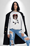 Biewer Yorshire Terrier Kadın Erkek Beyaz Sweatshirt 