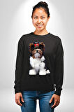 Biewer Yorshire Terrier Kadın Erkek Siyah Sweatshirt 