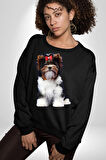 Biewer Yorshire Terrier Kadın Erkek Siyah Sweatshirt 