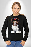 Biewer Yorshire Terrier Kadın Erkek Siyah Sweatshirt 