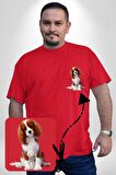 Cavalier King Charles Spaniel Kırmızı Büyük Beden Kadın Basic Minimal Baskılı Tişört
