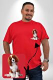 Cavalier King Charles Spaniel Kırmızı Büyük Beden Kadın Basic Minimal Baskılı Tişört