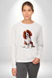 Cavalier King Charles Spaniel Kadın Erkek Beyaz Sweatshirt 