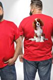 Cavalier King Charles Spaniel Büyük Beden Kırmızı Tişört Kadın Erkek Ünisex Sırt Baskılı
