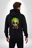 Albert Einstein Joker Why So Genius  Kadın Erkek Siyah Kapüşonlu Fermuarlı Baskılı Hırka Sweatshirt