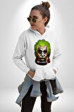 Albert Einstein Joker Why So Genius  Kadın Erkek  Beyaz Kapüşonlu Sweatshirt Hoodie