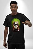 Albert Einstein Joker Why So Genius  Pamuklu Bisiklet Yaka Kadın Erkek Oversize Boyfriend Dijital Baskılı Siyah T-shirt
