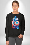 Bunu Bütün Gün Yapabilirim Kaptan America Kadın Erkek Siyah Sweatshirt 