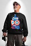 Bunu Bütün Gün Yapabilirim Kaptan America Kadın Erkek Siyah Sweatshirt 