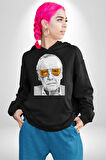 Stan Lee Kadın Erkek  Siyah Kapüşonlu Sweatshirt Hoodie
