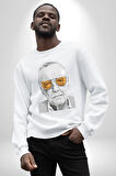 Stan Lee Kadın Erkek Beyaz Sweatshirt 