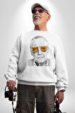 Stan Lee Kadın Erkek Beyaz Sweatshirt 