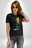 Simpson Metalica Bart Rock Kadın Erkek Unisex Siyah Organik Baskılı T-Shirt Penye Yüksek Kalite