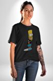 Simpson Metalica Bart Rock Kadın Erkek Unisex Siyah Organik Baskılı T-Shirt Penye Yüksek Kalite