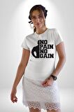 GYM Spor Sever Salon Vucut Geliştirme Emeksiz Olmaz  Kadın Erkek Unisex Beyaz Organik Baskılı T-Shirt Penye Yüksek Kalite