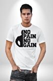 GYM Spor Sever Salon Vucut Geliştirme Emeksiz Olmaz  Kadın Erkek Unisex Beyaz Organik Baskılı T-Shirt Penye Yüksek Kalite