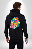 Diş Doktoru Diş Anatomisi Özel Tasarım Kadın Erkek Siyah Kapüşonlu Fermuarlı Baskılı Hırka Sweatshirt