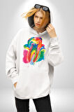Diş Doktoru Diş Anatomisi Özel Tasarım Kadın Erkek  Beyaz Kapüşonlu Sweatshirt Hoodie
