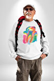 Diş Doktoru Diş Anatomisi Özel Tasarım Kadın Erkek Beyaz Sweatshirt 